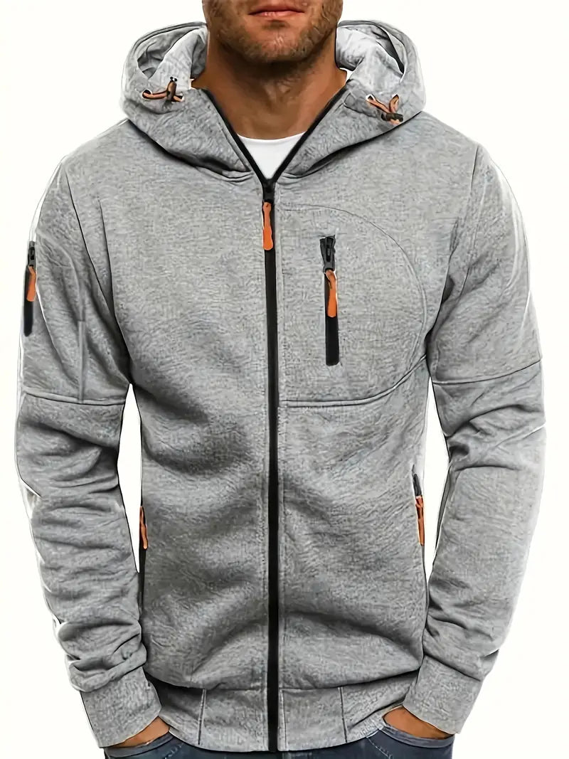 Darren – Enfärgad huvjacka för herr, avslappnad långärmad huvtröja
