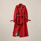 Elegant Trenchcoat | Dubbelknäppt Design med Bälte & Rutigt Foder