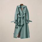 Elegant Trenchcoat | Dubbelknäppt Design med Bälte & Rutigt Foder