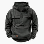 Halvzip-hoodie med bröstfickor för herr