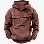 Halvzip-hoodie med bröstfickor för herr