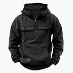Halvzip-hoodie med bröstfickor för herr