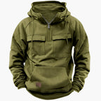 Halvzip-hoodie med bröstfickor för herr